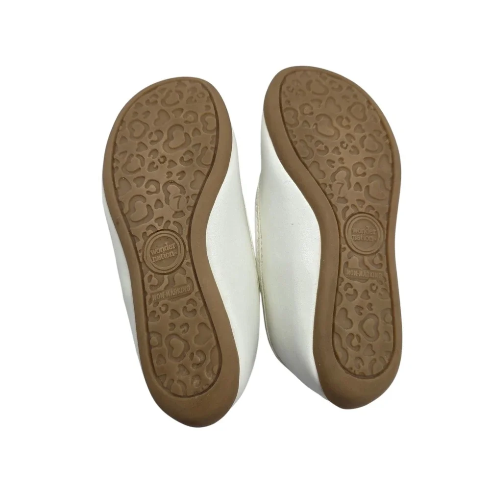 Wonder Nation Girls White Ballet Flats Shoes Size‎ 7 Bow Elastic Strap